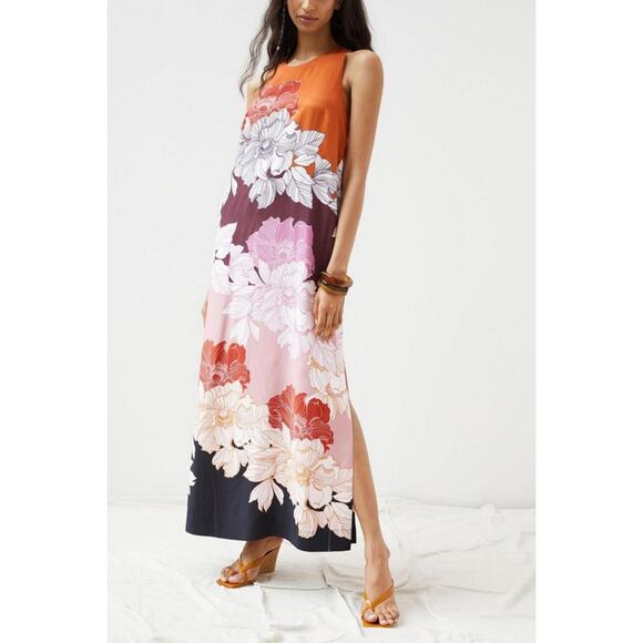 Anthropologie Maeve Floral Twist Back Maxi Dress Orange Multi Size XL - Picture 1 of 13